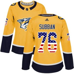 Damen Nashville Predators Trikot P.K Subban 76 Kulta USA Flag Fashion Authentic